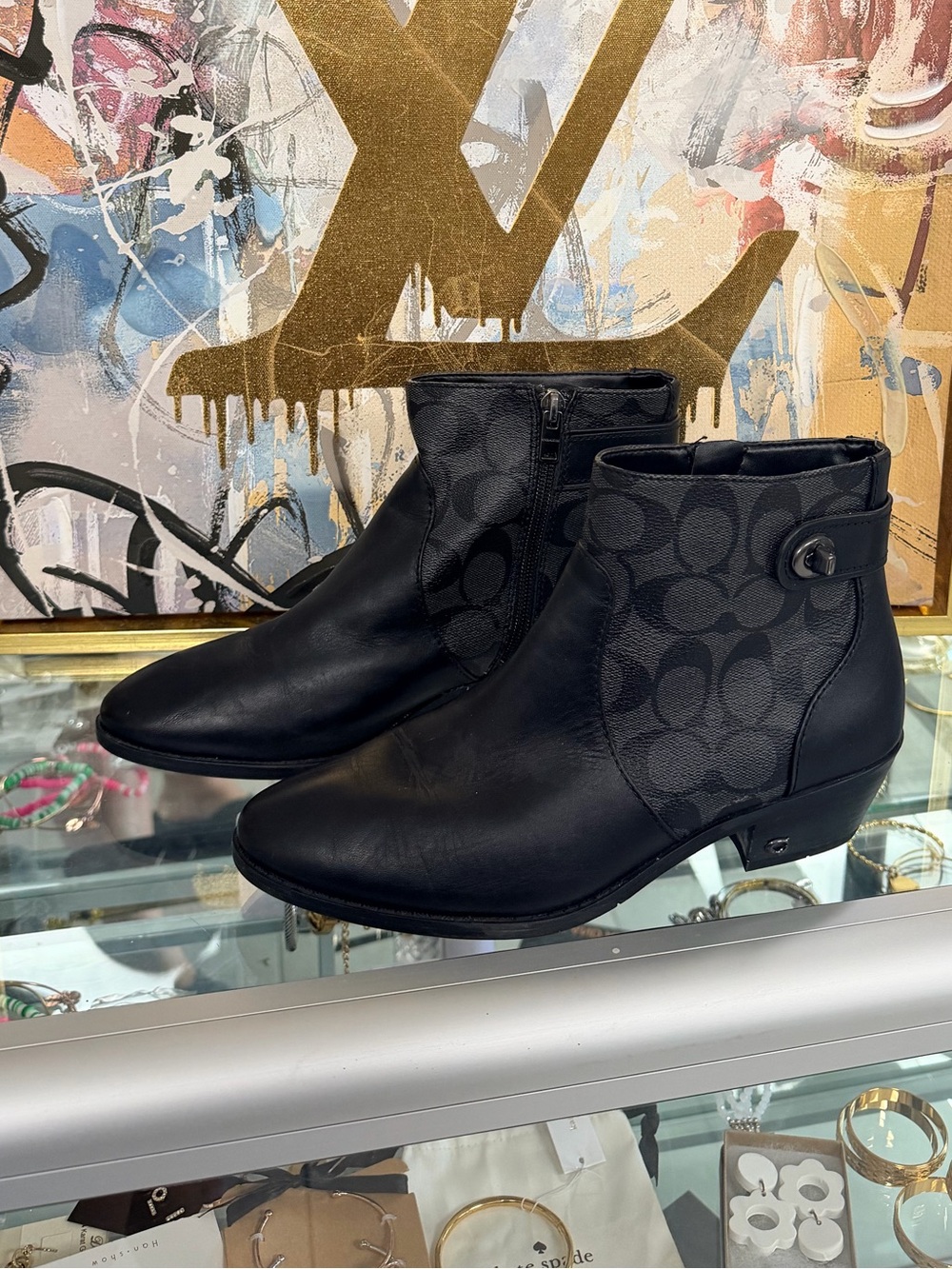 Coach Black Signature Ankle Booties - Women's